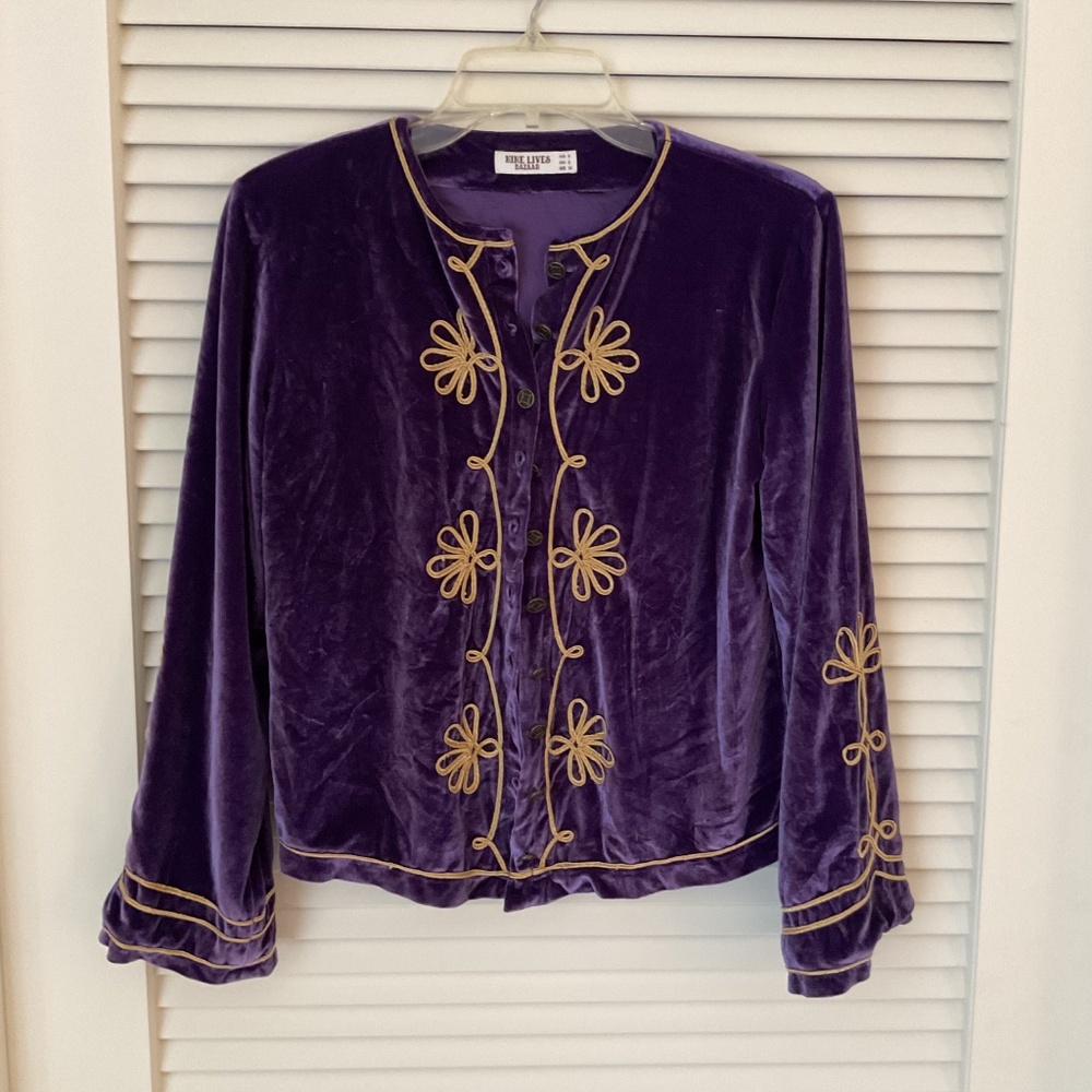 Nine Lives Bazaar Velvet Jacket Hendrix Purple XS - Picture 2 of 5